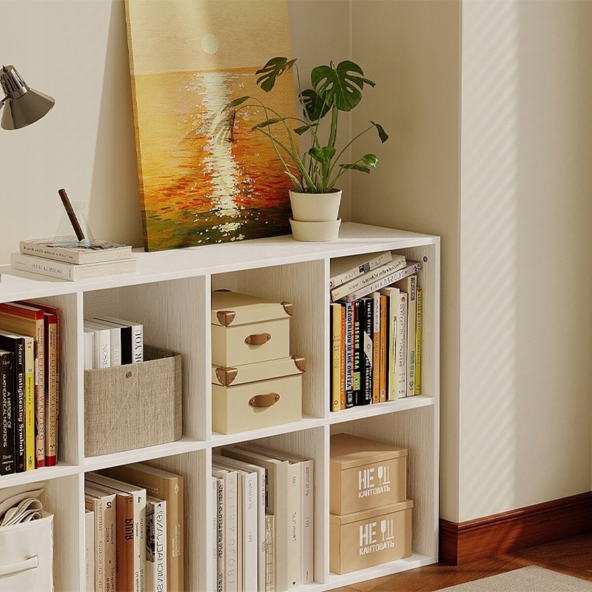 Regał otwarty komoda kostka 4x2 pojemny biały loft biurowy nowoczesny 130cm