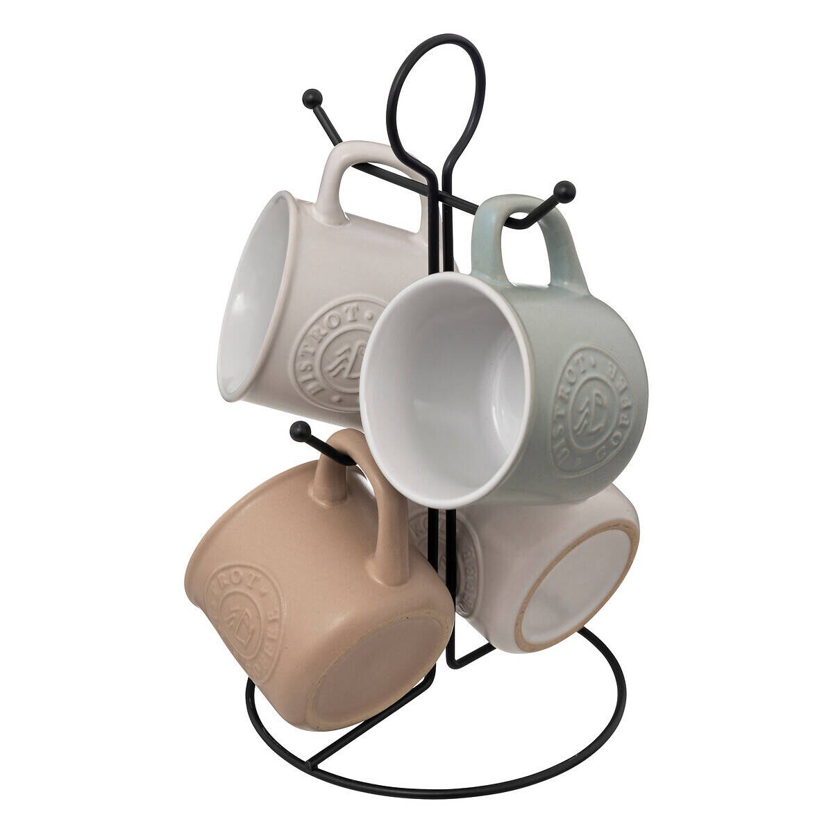 4 kubki ceramiczne na metalowym stojaku LEO, 140 ml