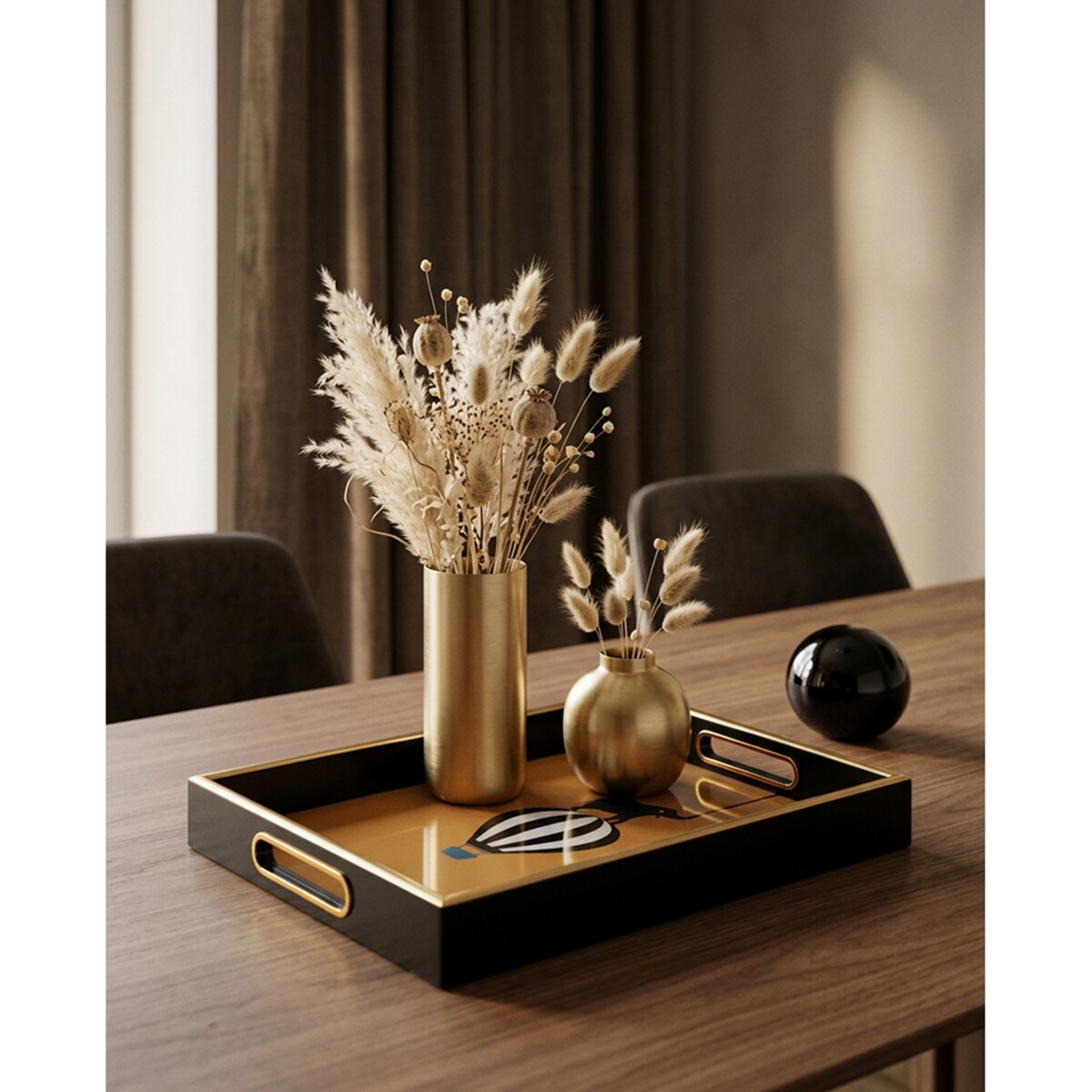 Taca dekoracyjna SHP BALLON czarny złoty