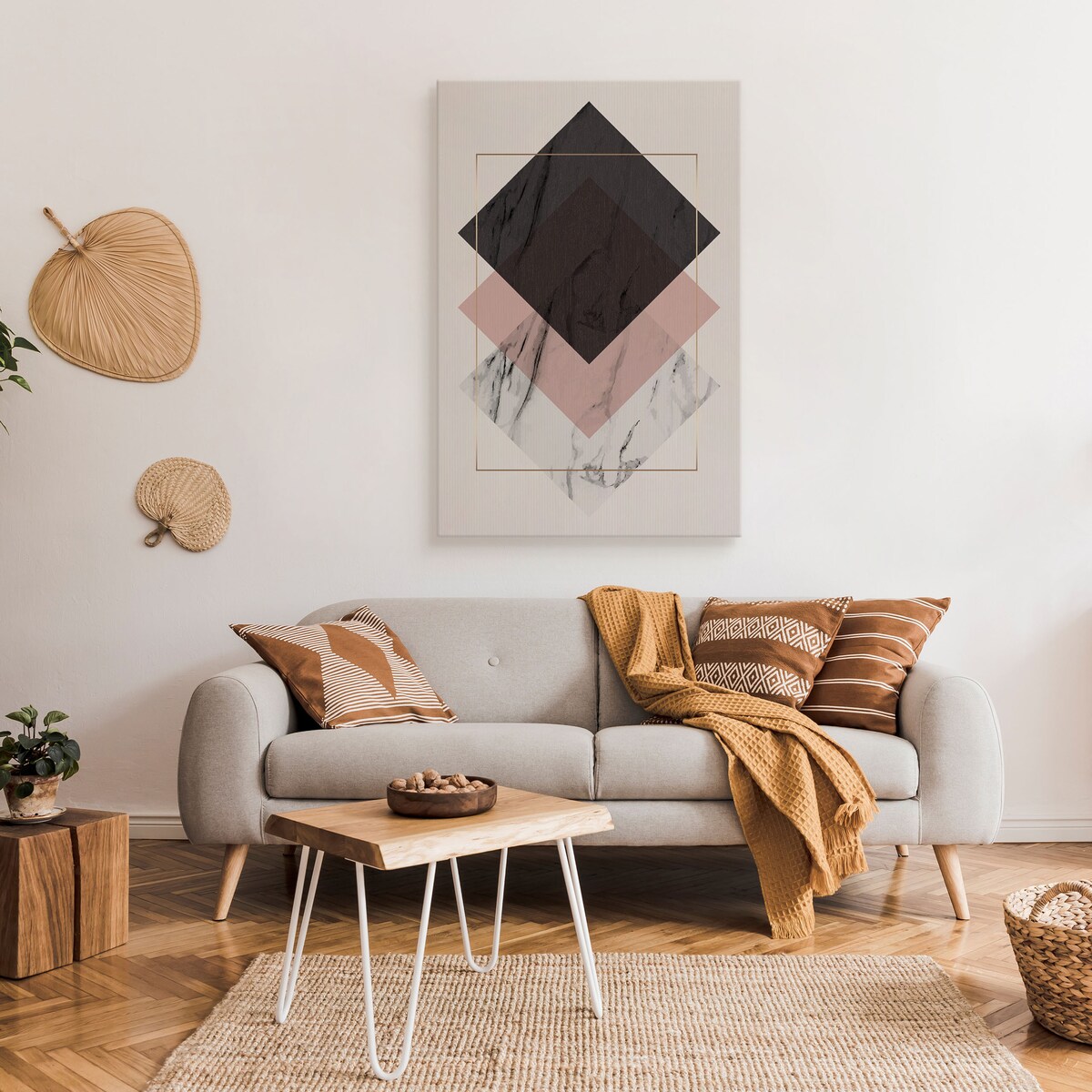 Obraz Abstrakcja Pastelowe Różowe Romby 80x120cm