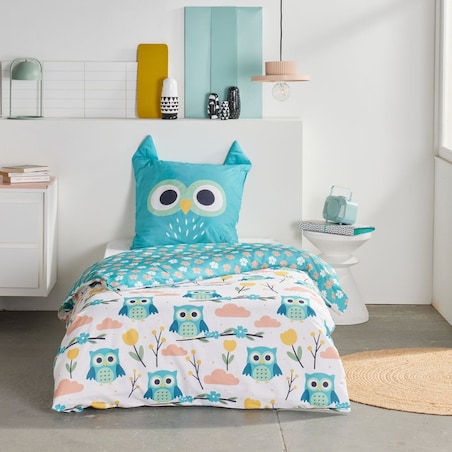 Komplet pościeli dziecięcej z uszkami 140x200 cm MATTINA sowa
