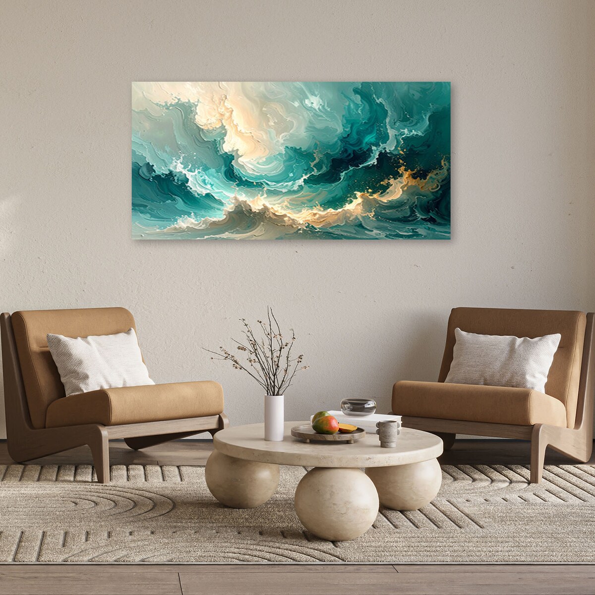 Obraz do salonu sypialni biura, Fale Abstrakcja Niebieski 100x50 cm