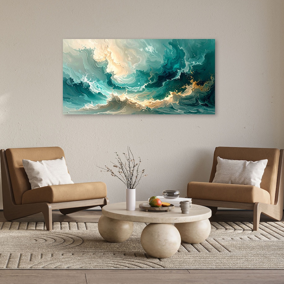 Obraz do salonu sypialni biura, Fale Abstrakcja Niebieski 100x50 cm