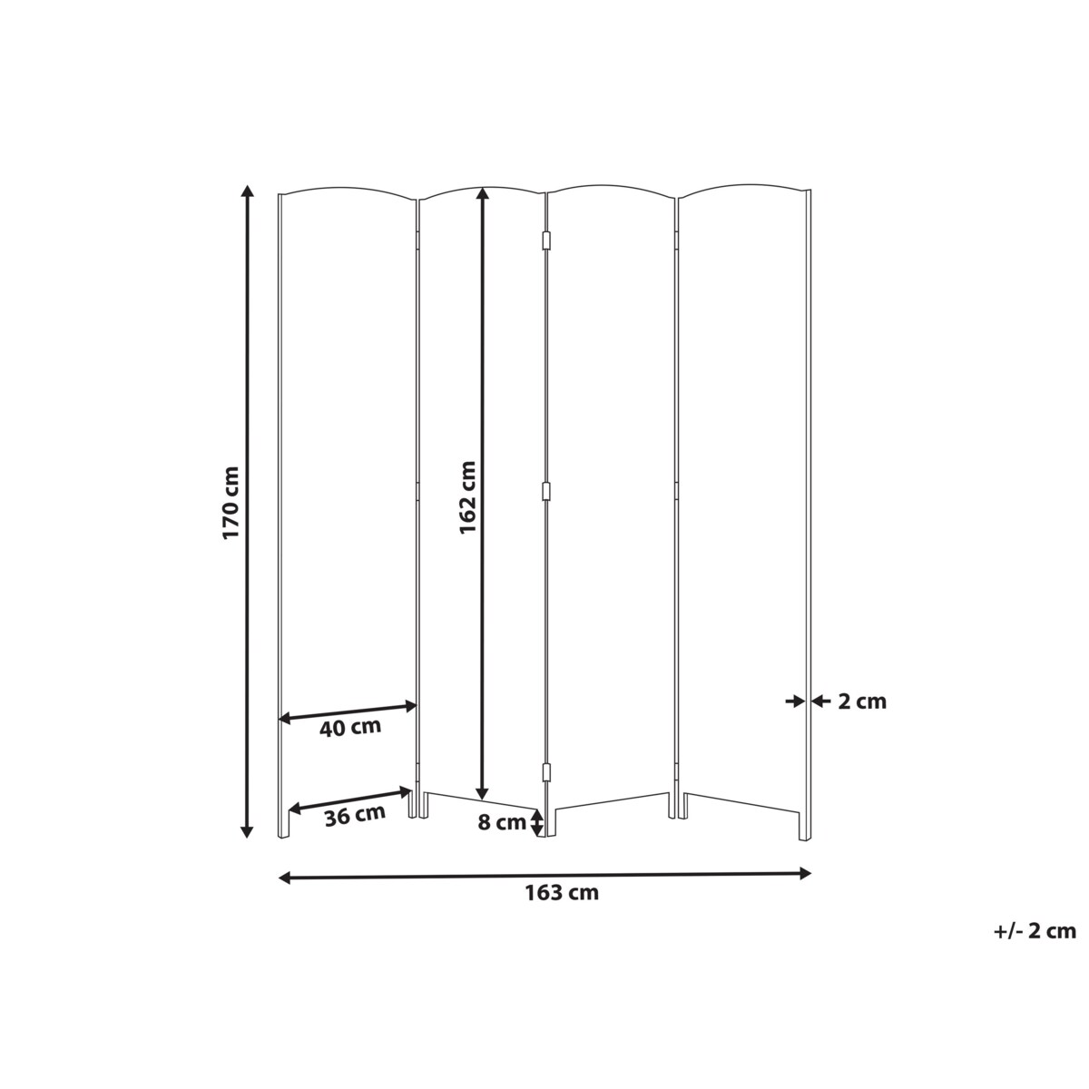 4-panelowy parawan pokojowy LAPPAGO Jasnobeżowy 163 cm 170 cm