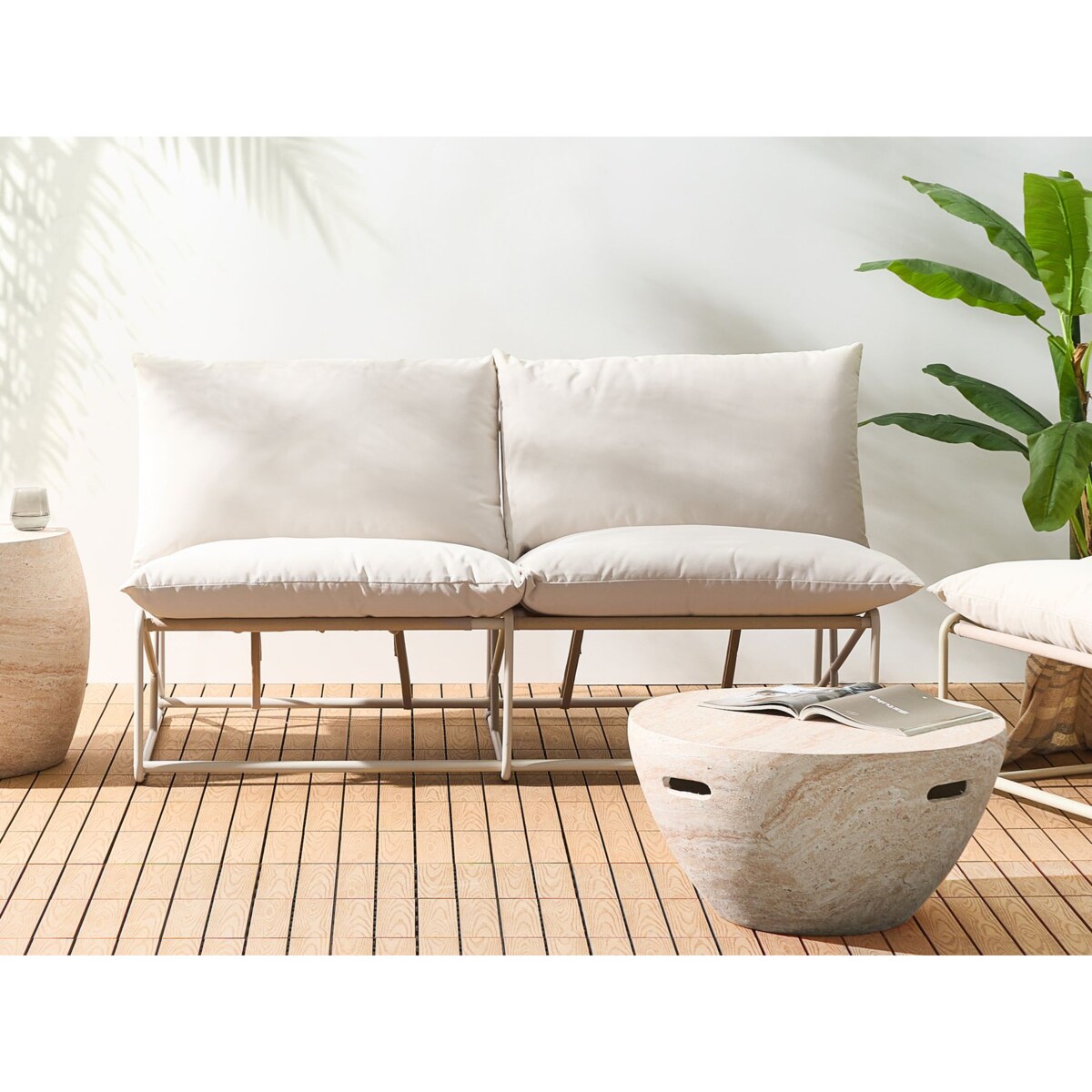 Sofa ogrodowa dla 2 osób PICO Metal Jasnobeżowy