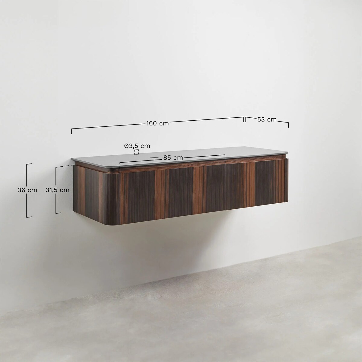 Komoda łazienkowa z kamiennym blatem Lavena 160 cm