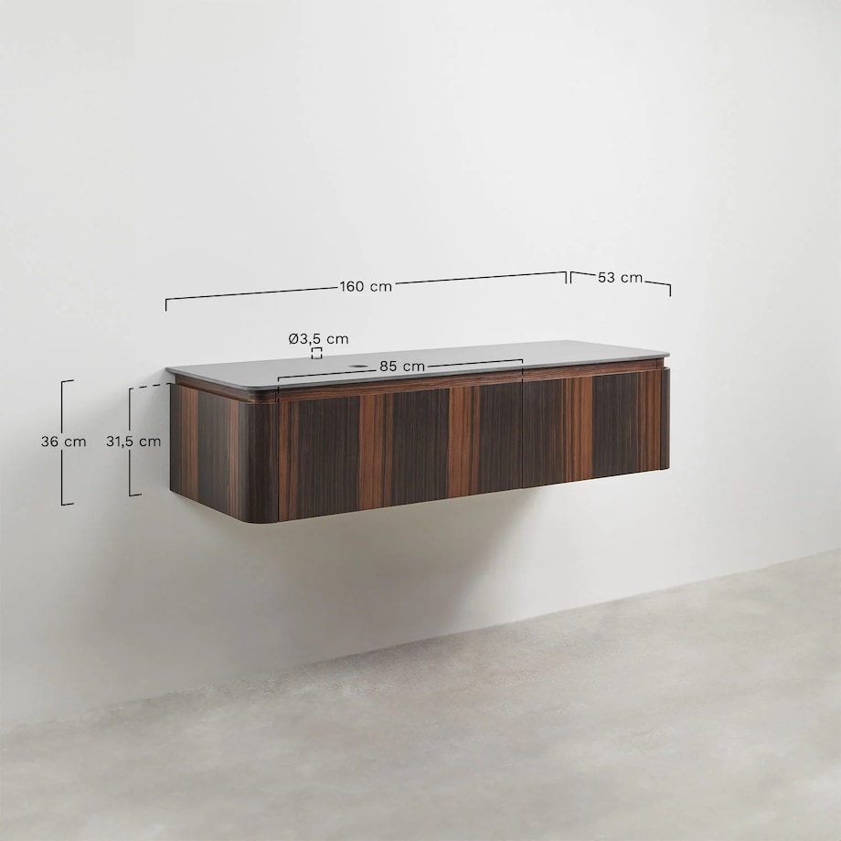 Komoda łazienkowa z kamiennym blatem Lavena 160 cm