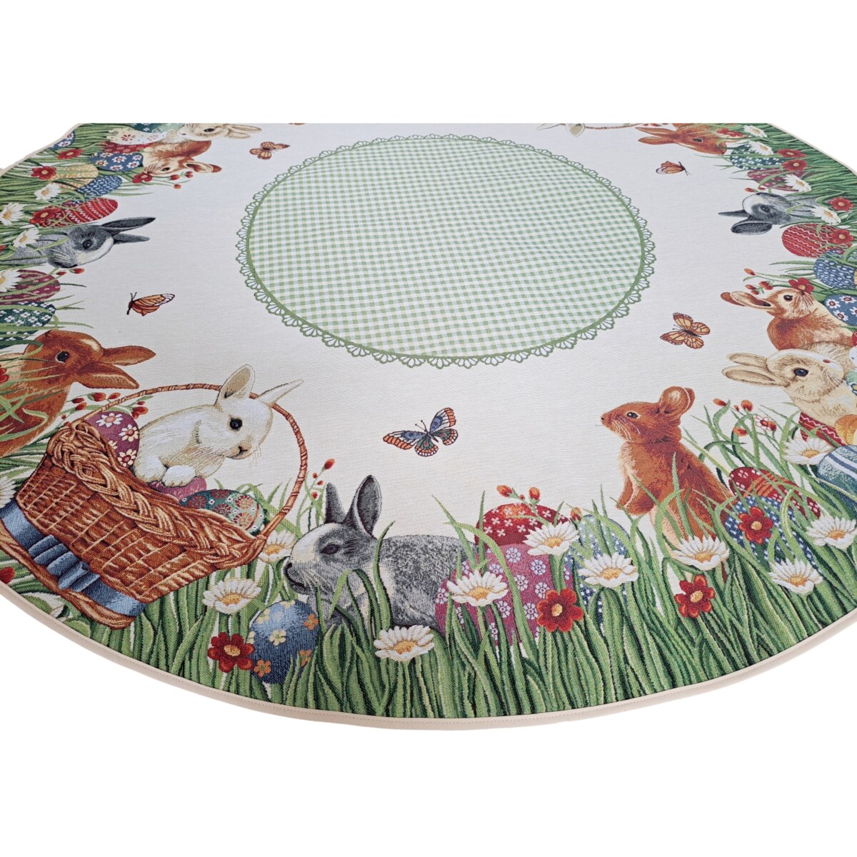 Obrus Okrągły Wielkanocny Na Stół 140 Cm Ozdobny Dekoracyjny