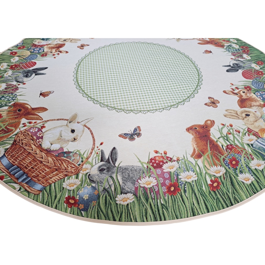 Obrus Okrągły Wielkanocny Na Stół 140 Cm Ozdobny Dekoracyjny