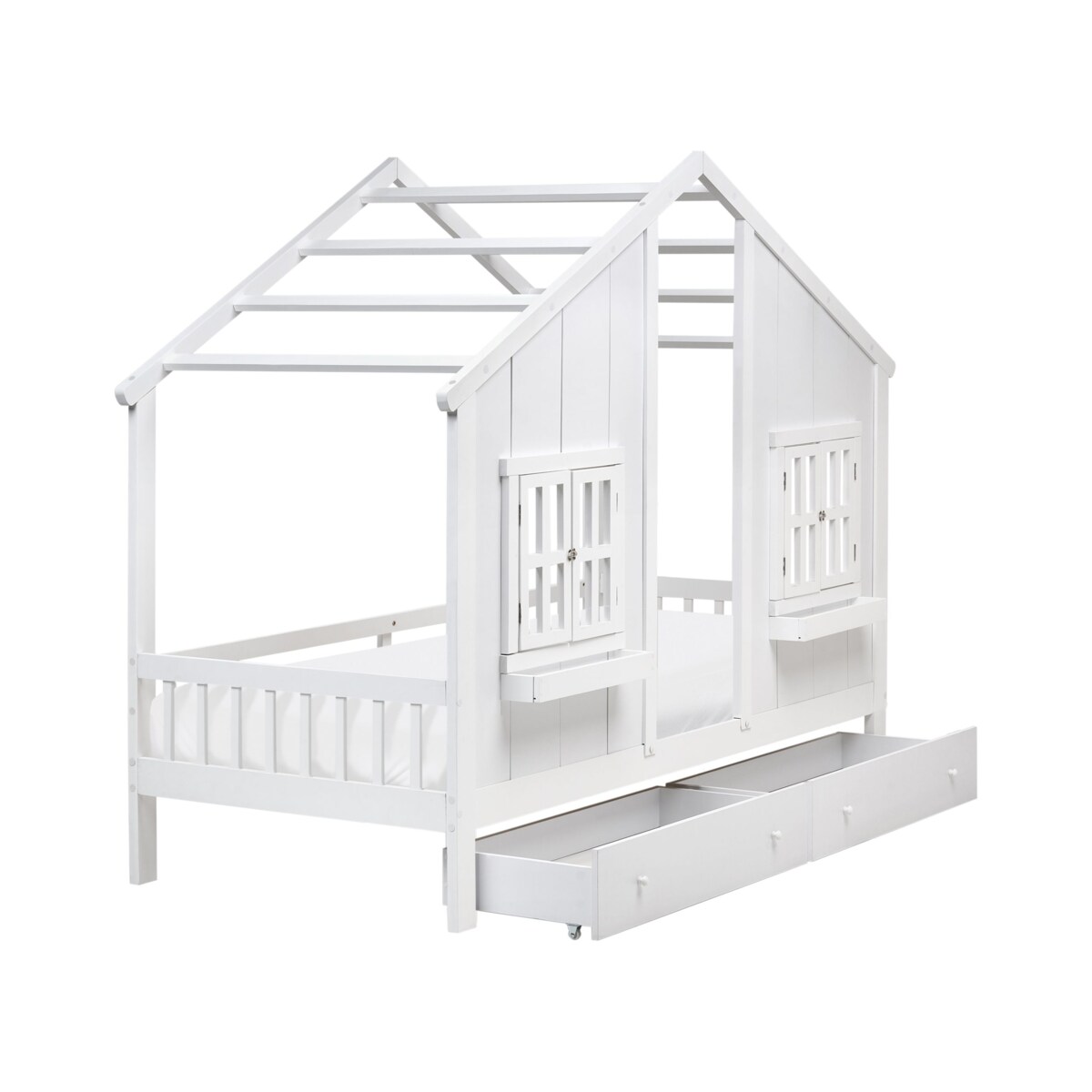 Łóżko dziecięce z szufladami Drewno sosnowe TRAPPES 90 x 200 cm Biały