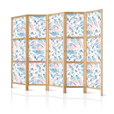 Parawan japoński Zwierzęta 225x172 cm 5-częściowy biały