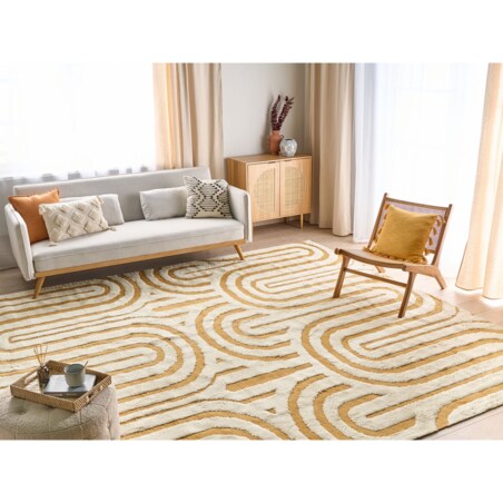 Dywan bawełniany 300 x 400 cm złamana biel z żółtym PERAI