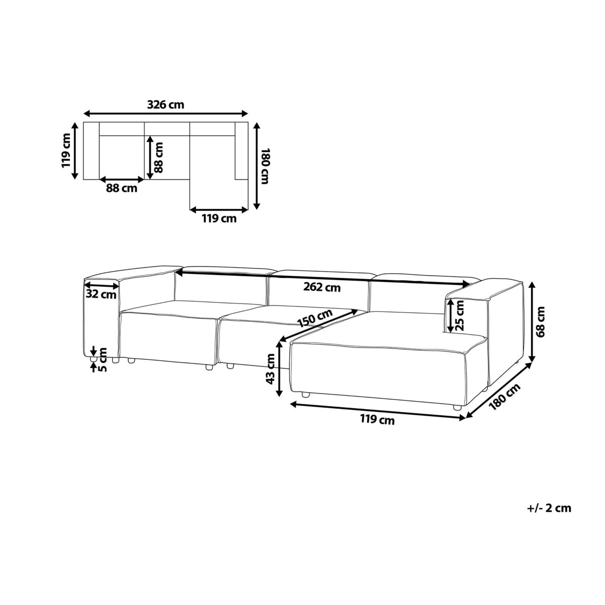 Narożnik modułowy dla 4 osób ARDAL Sztruks Beżowoszary Lewostronny