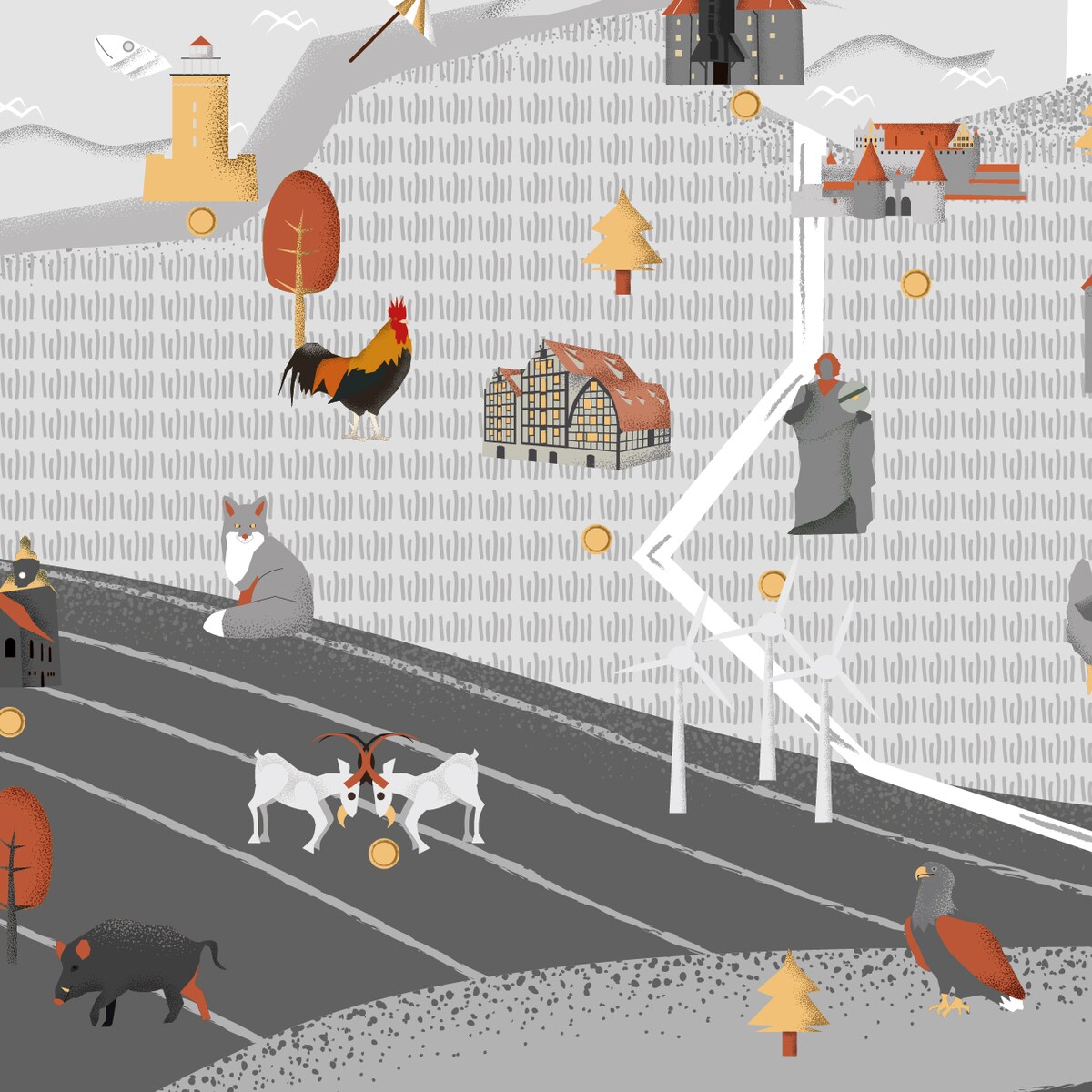 Naklejka mapa Polski szara, 150x100