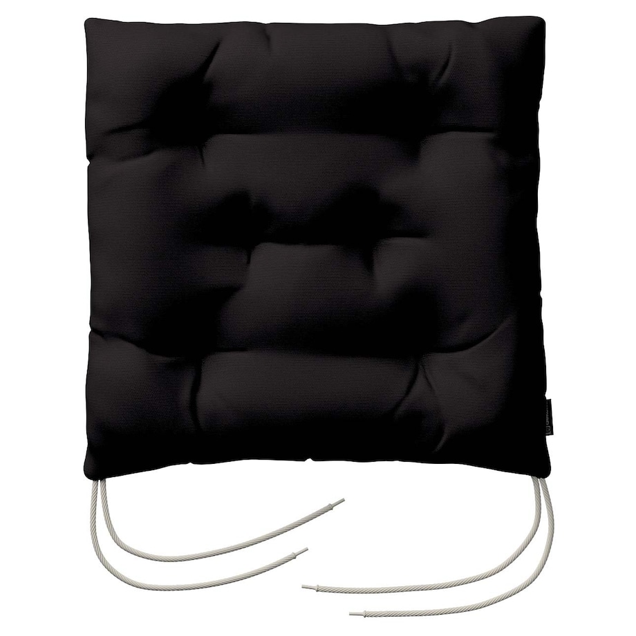 Poduszka na krzesło Jacek, Black (czarny), 38 x 38 x 8 cm, Cotton Panama