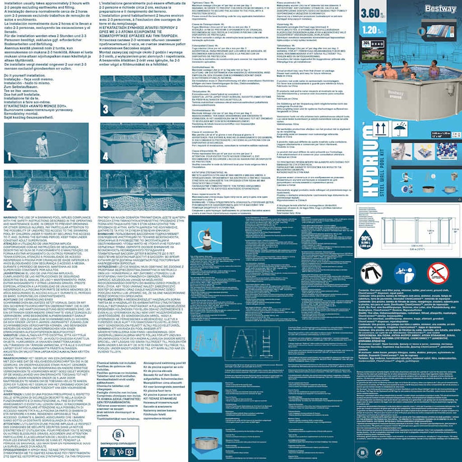 Bestway Basen Hydrium, na stelażu, okrągły, 360x120 cm