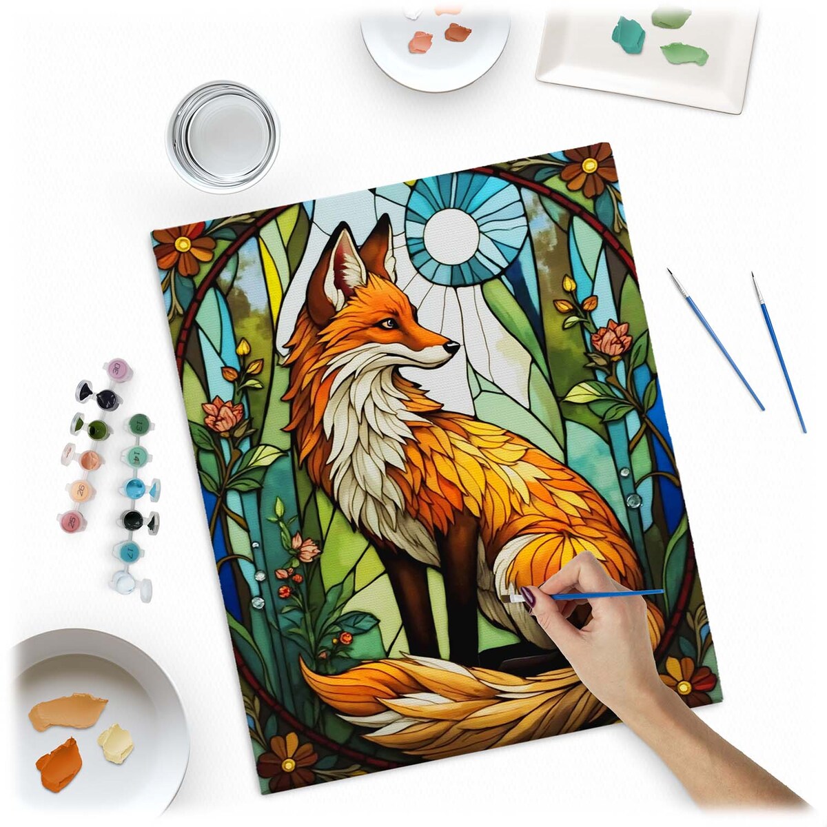 Malowanie po numerach obraz z ramą 40x50 Lisek 2 Massido