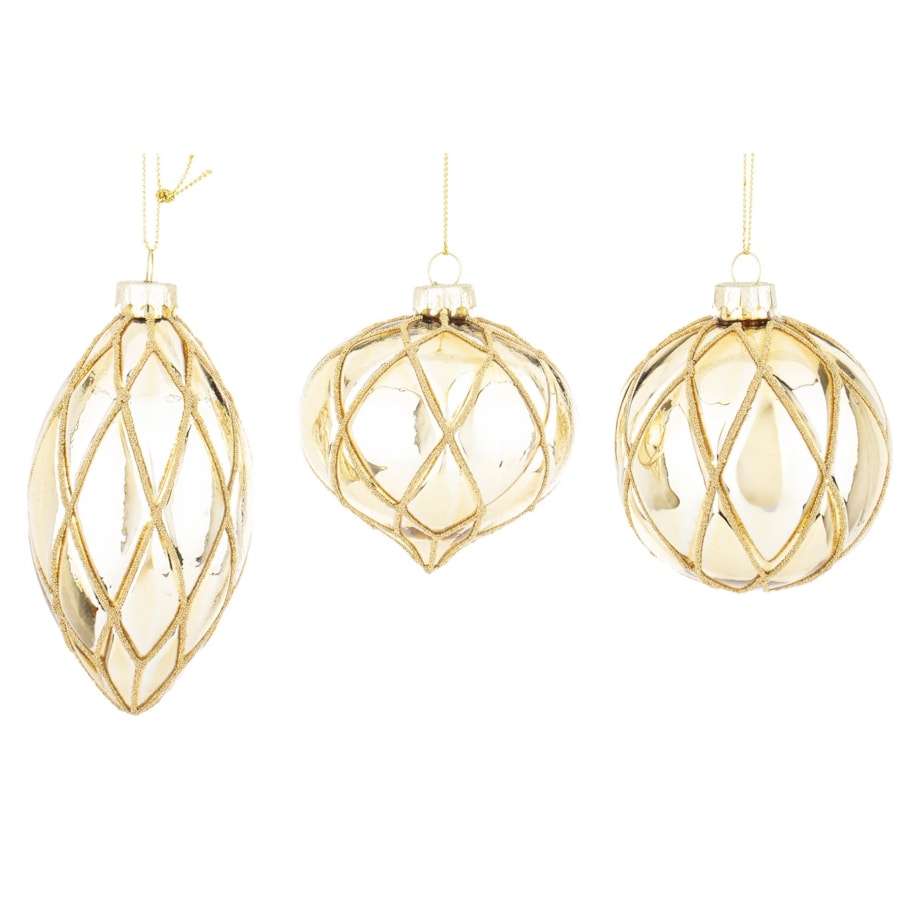 Bombka szklana 3 szt. MAGLIA Ø 8 cm, 12x8 cm
