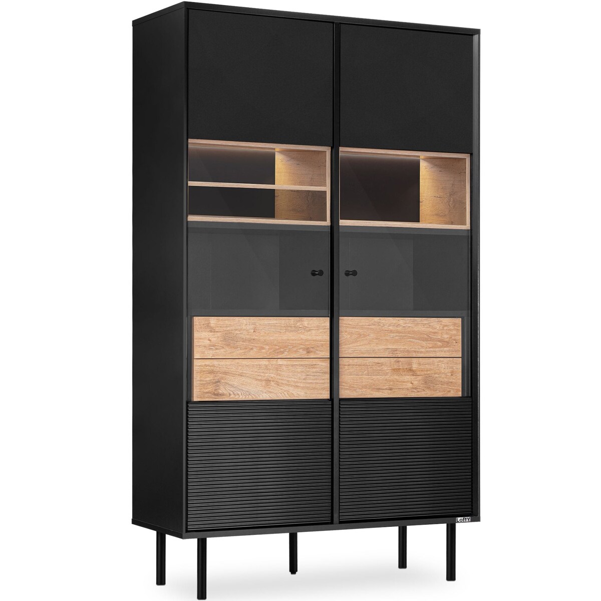 KONSIMO LOFTY Witryna w stylu loft z ryflowanym frontem