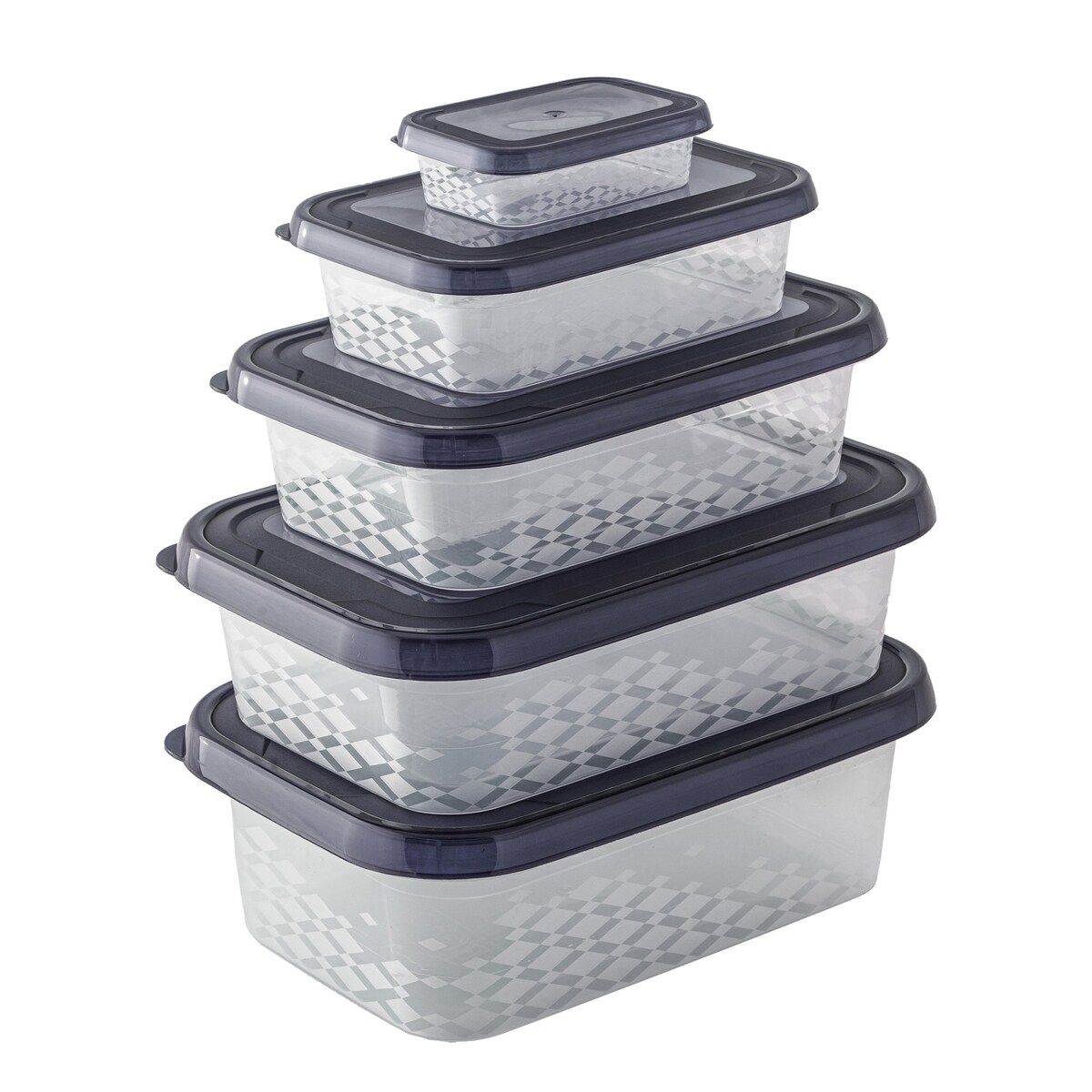 Zestaw Pojemników Plastikowych Do Żywności 5 Szt Pojemniki Antracyt