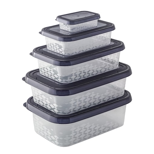 Zestaw Pojemników Plastikowych Do Żywności 5 Szt Pojemniki Antracyt