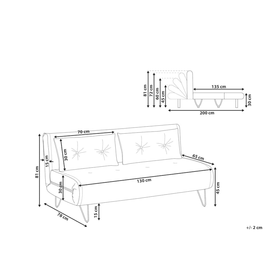 Sofa welurowa rozkładana 2-osobowa różowa VESTFOLD