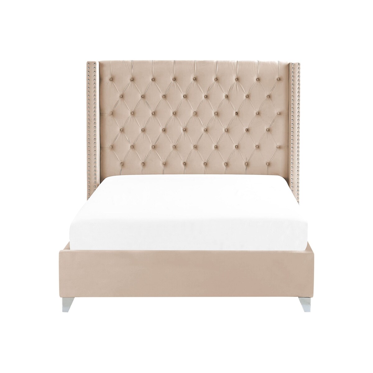 Łóżko welurowe 140 x 200 cm beżowe LUBBON