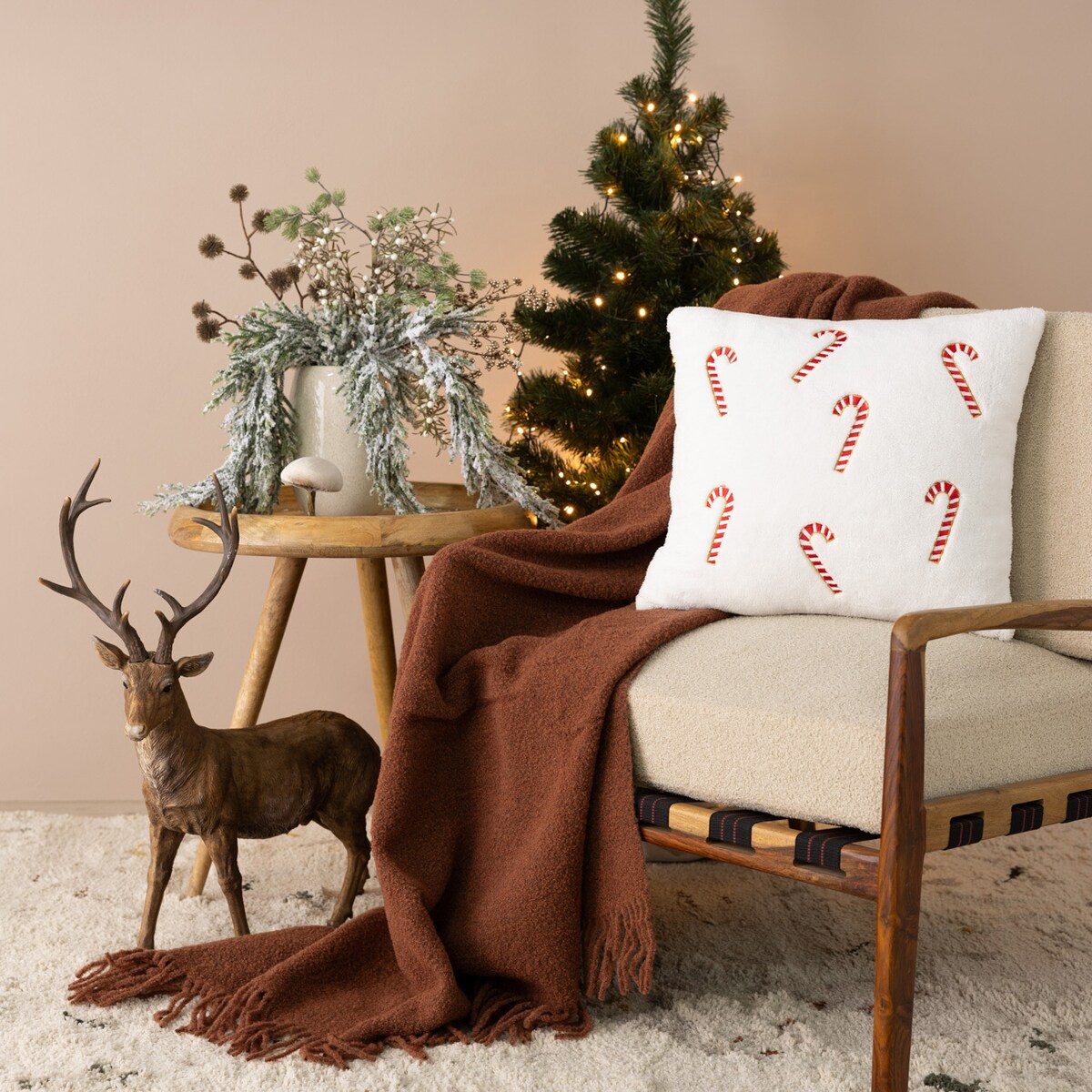 Poszewka na poduszkę Candy Cane 43x43 cm boże narodzenie, święta, świąteczne, biały, 43x43 cm