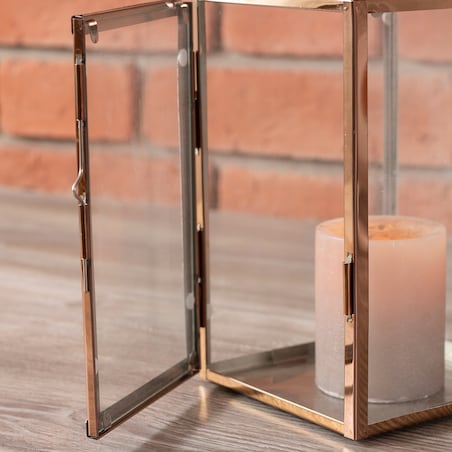 LAMPION ROSE GOLD metal / szkło wys. 31cm