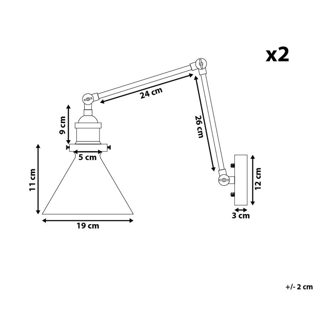 Zestaw 2 lamp ściennych NARVA Regulowana Metal Złoty