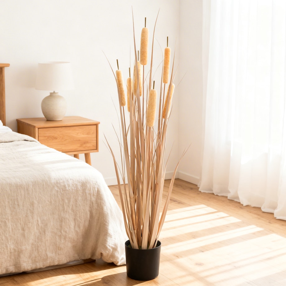 Trawa PAŁKA WODNA w doniczce SZTUCZNA 38 cm KWIATY