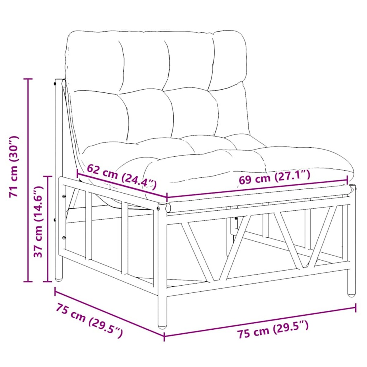 vidaXL Krzesło Ogrodowe 2 pcs Jasnoszary 75 x 75 x 71 cm Stal