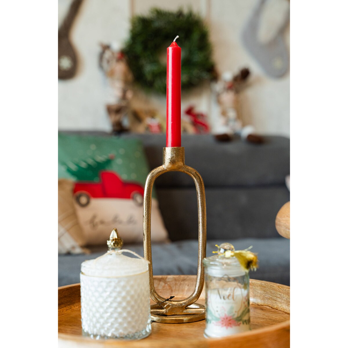 Świecznik dekoracyjny, złoty, aluminium