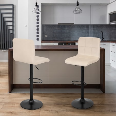 Hoker krzesło barowe tapicerowane regulowane obrotowe beż