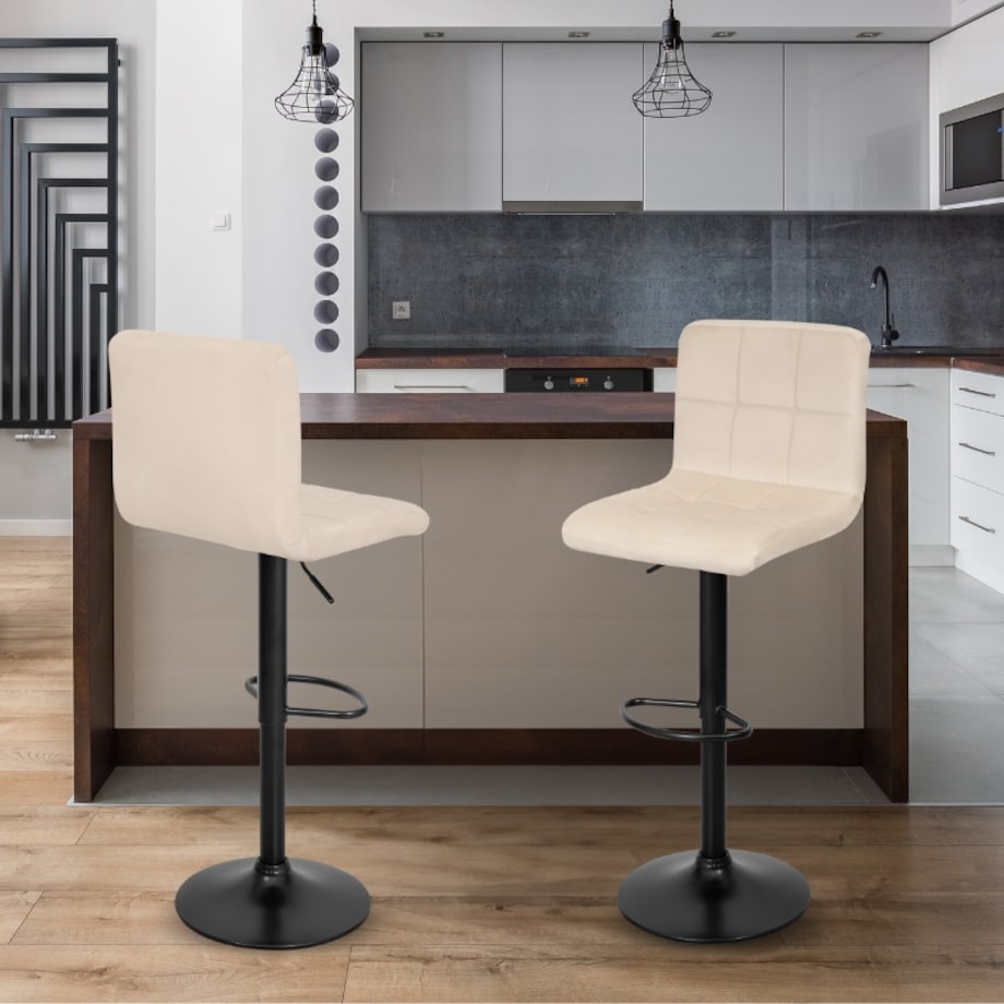 Hoker krzesło barowe tapicerowane regulowane obrotowe beż