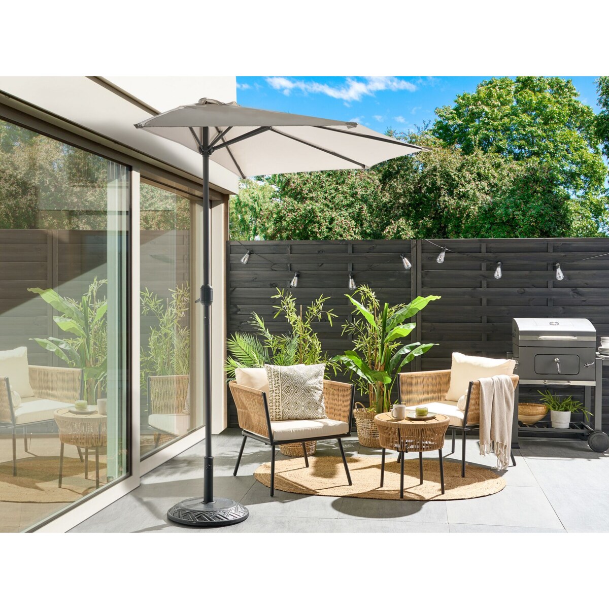 Parasol ogrodowy półokrągły 270 cm beżowy GALATI