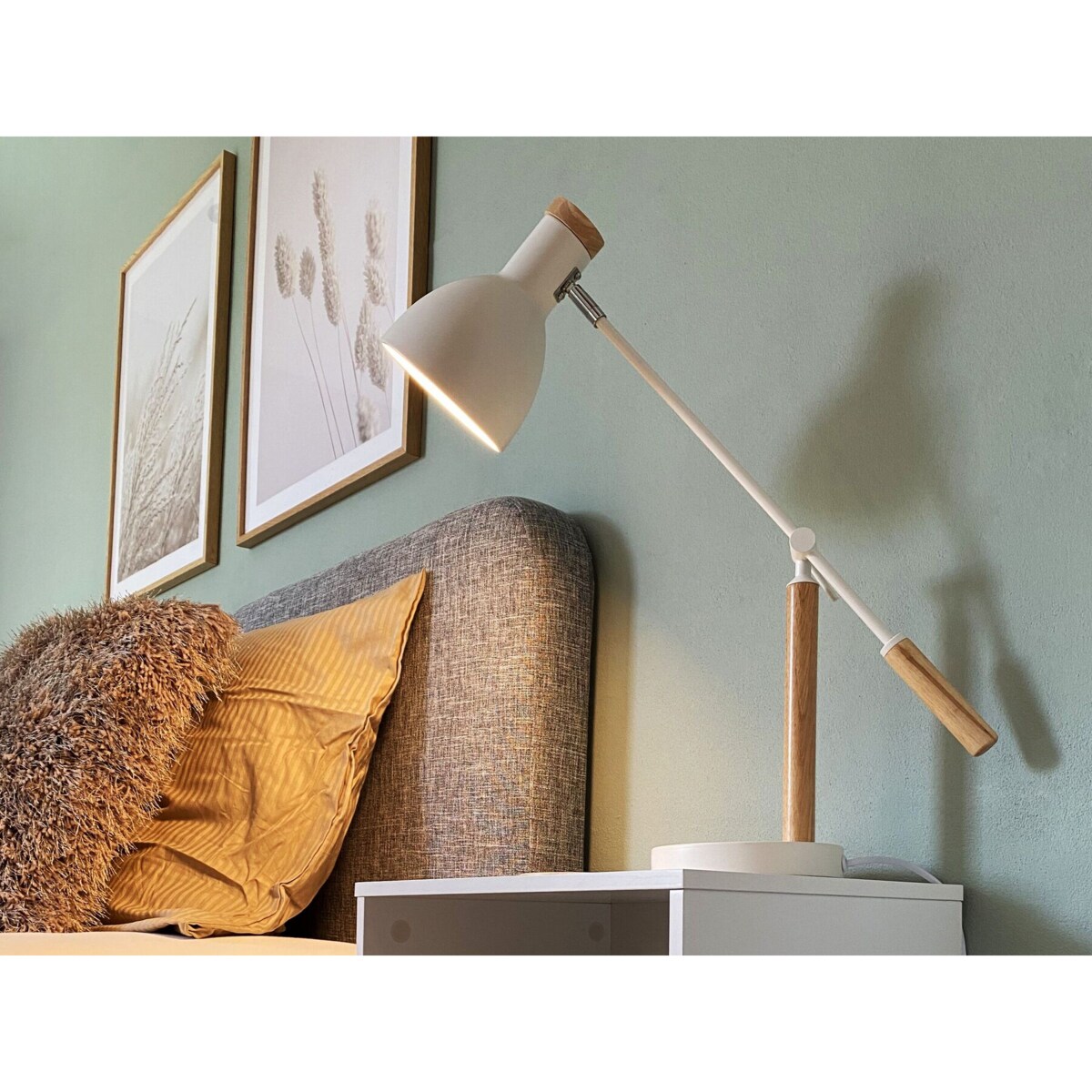 Lampa biurkowa regulowana metalowa biała PECKOS