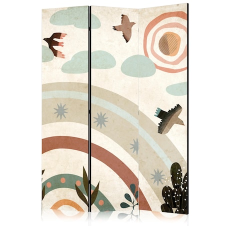 Parawan jednostronny Dla dzieci 135x172 cm 3-częściowy beżowy