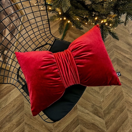 Poduszka XMAS wzór XM45 | Kokarda czerwona 40 x 60 cm