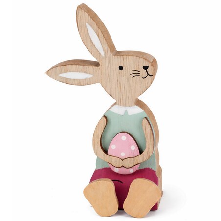 Zając drewniany WIELKANOCNY królik FIGURKA wielkanocna ozdoba na WIELKANOC