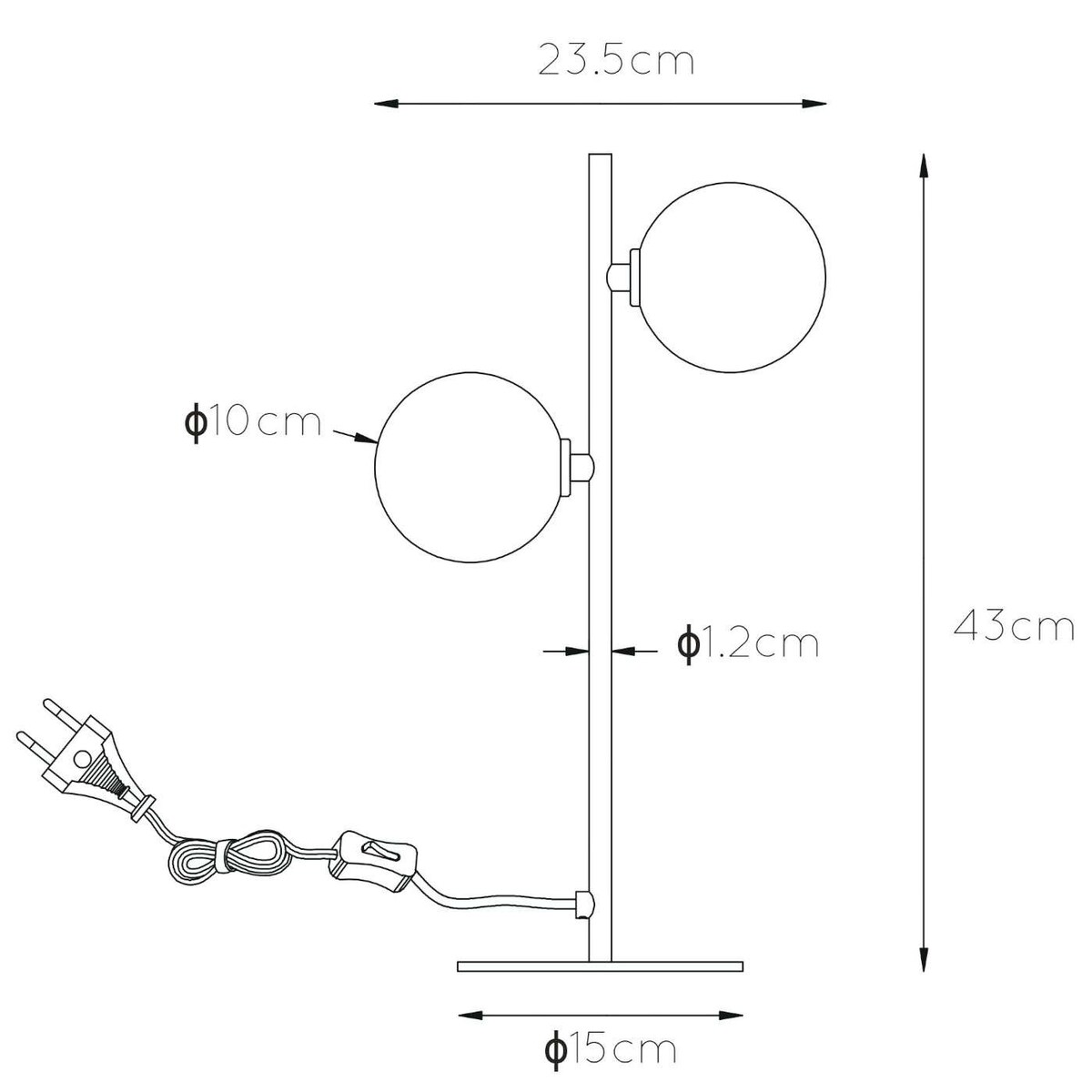 Loftowa LAMPA stołowa TYCHO 45574/02/30 Lucide metalowa LAMPKA szklane kule przydymione czarne