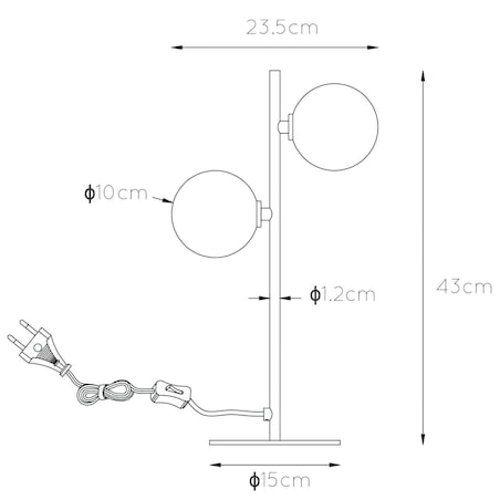 Loftowa LAMPA stołowa TYCHO 45574/02/30 Lucide metalowa LAMPKA szklane kule przydymione czarne
