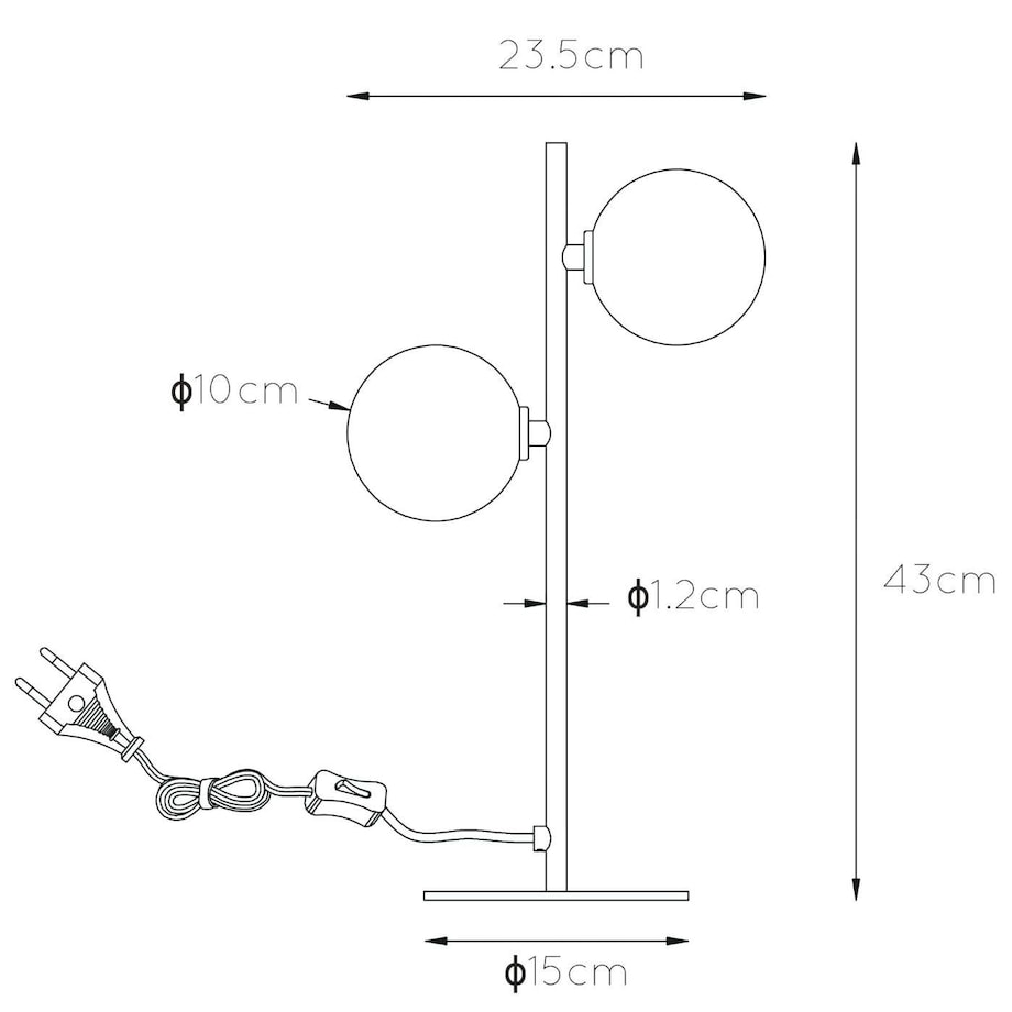 Loftowa LAMPA stołowa TYCHO 45574/02/30 Lucide metalowa LAMPKA szklane kule przydymione czarne