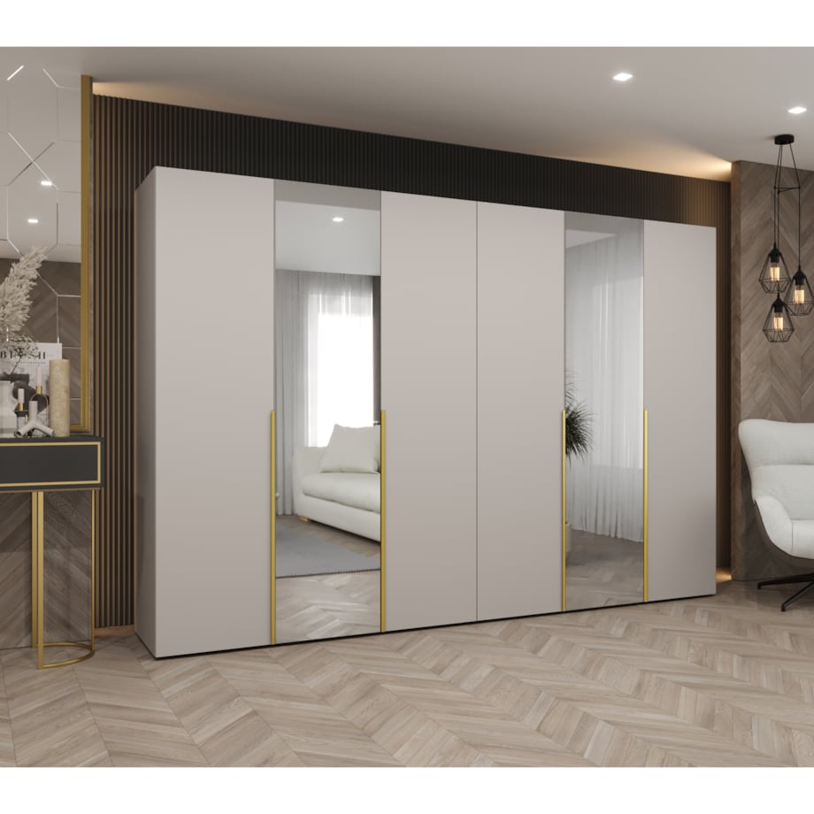 Szafa uchylna otwierana ALICANTE 2 300 wys. 202 cm Kaszmir + u. Złoty