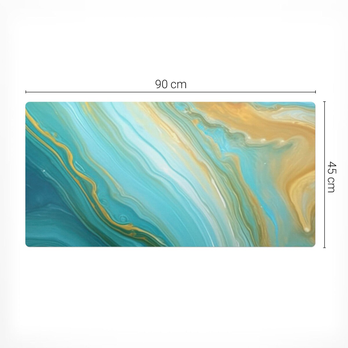 Turkusowa mata na biurko Abstrakcyjne fale, 90x45 cm