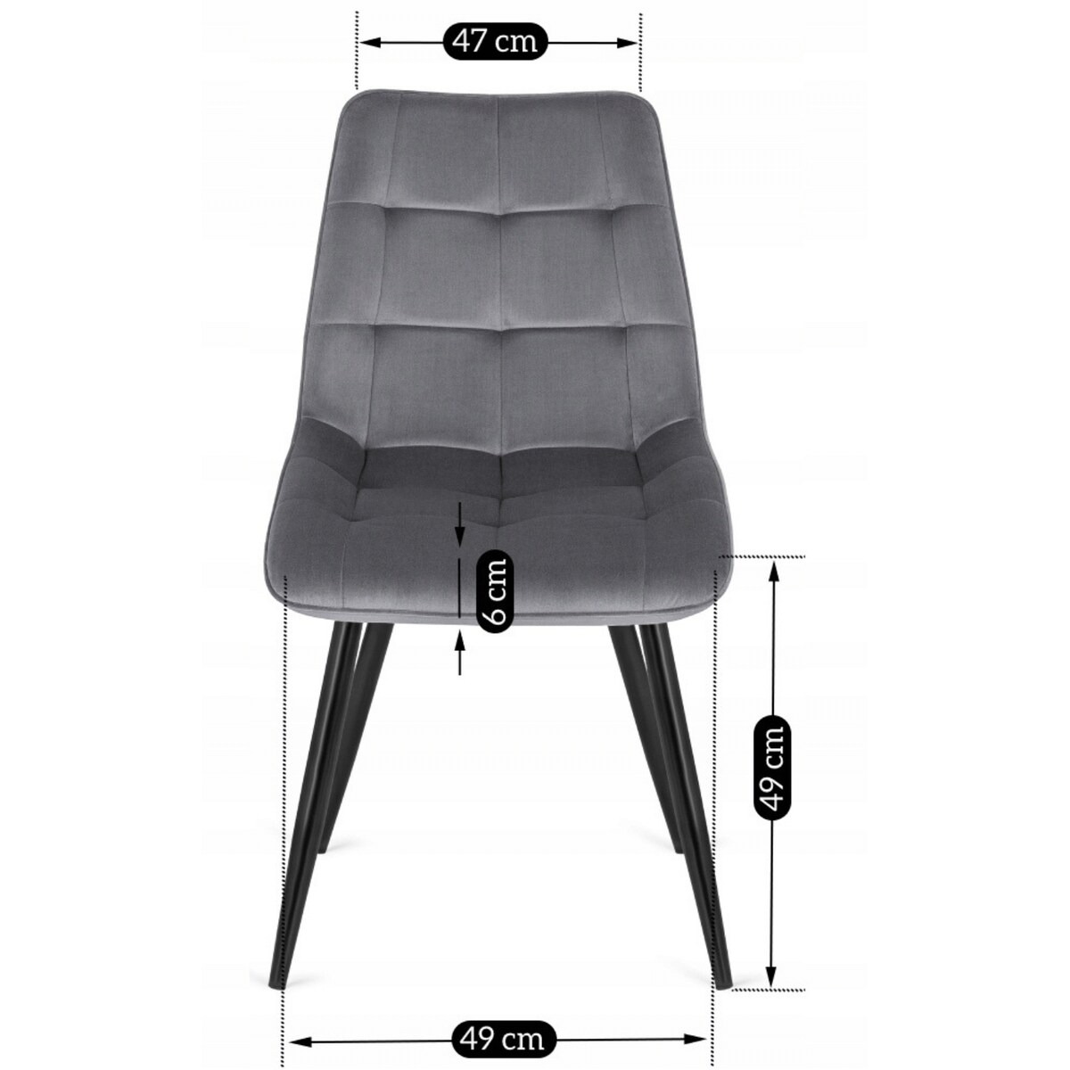 Krzesło Tapicerowane Welurowe Do Salonu Jadalni Loft Velvet Szare RIO