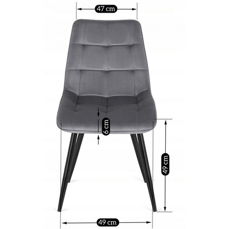 Krzesło Tapicerowane Welurowe Do Salonu Jadalni Loft Velvet Szare RIO
