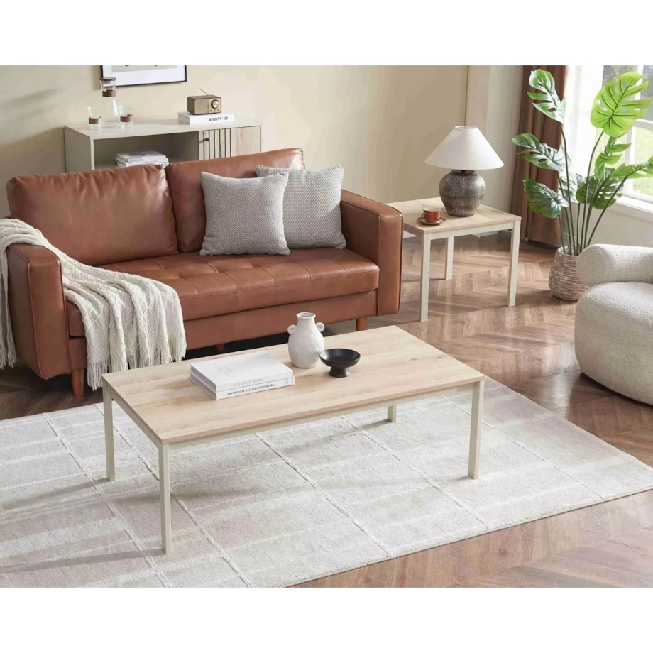 Ława FROST L1 120x60 off white/dąb alpejski