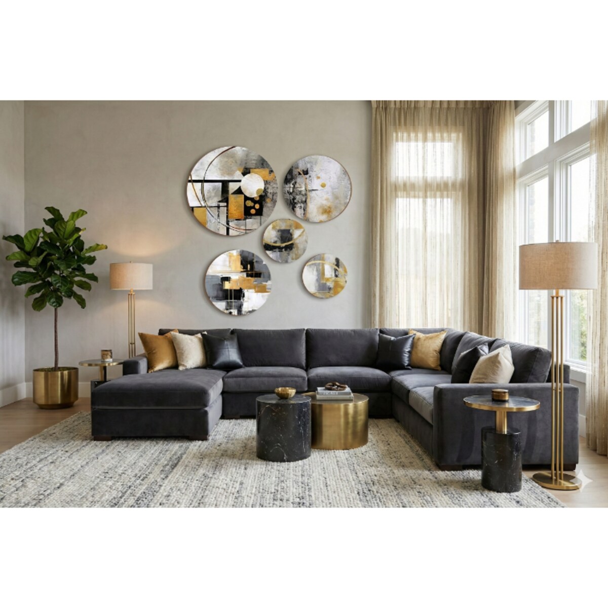 Nowoczesne Złote Obrazy na ścianę do pokoju salonu sypialni Abstrakcja