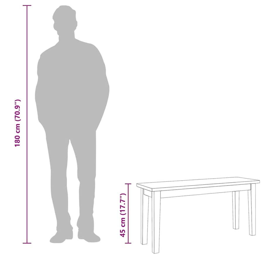 vidaXL Ławka 90 cm Drewno lite Guma